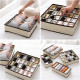 Cutie de depozitare din material textil, 24 compartimente, 32 x 32 x 10 cm, pentru lenjerie, sosete, accesorii si alte articole vestimentare, bej
