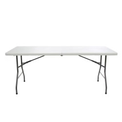 Masa pliabila 180 x 70 x 74 cm, portabila, structura metalica, blat din plastic rezistent, usor de transportat, alb Masa pliabila 180 x 70 x 74 cm, portabila, structura metalica, blat din plastic rezistent, usor de transportat, alb