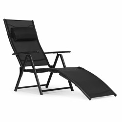 Sezlong pentru gradina/plaja pliabil, portabil, inaltime reglabila (54-90cm), negru