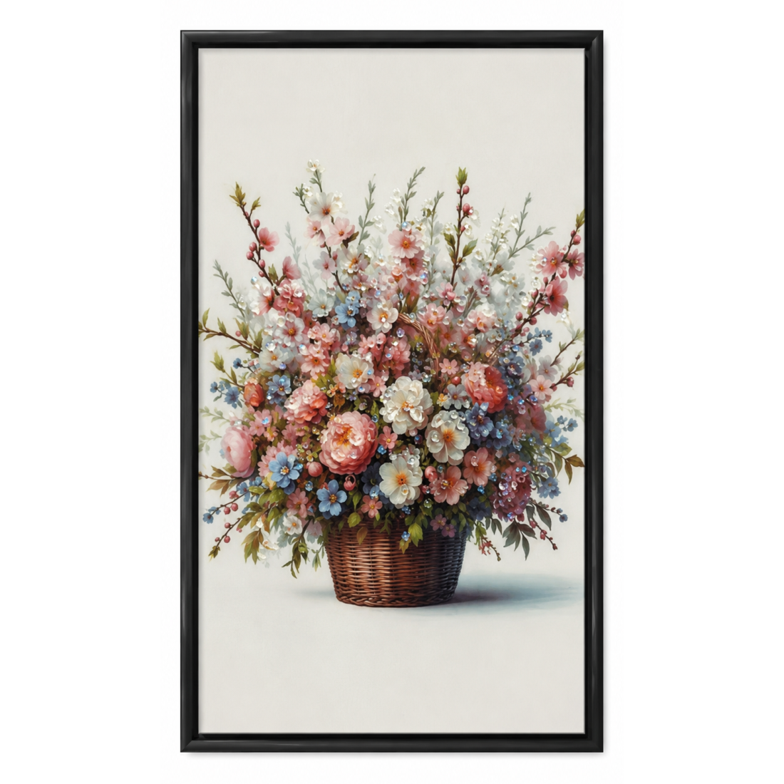 Tablou decorativ "Buchet floral intr-un cos de rachita", 20 x 40 cm