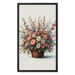 Tablou decorativ "Buchet floral intr-un cos de rachita", 20 x 40 cm