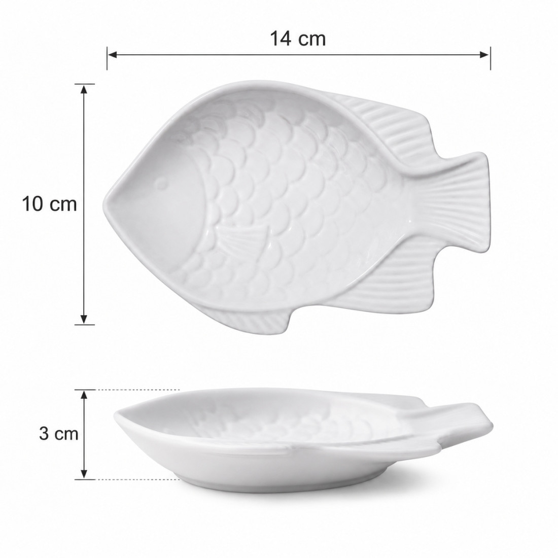 Set 2 farfurii pentru sos si condimente,forma peste, ceramica, 14 lungime, 10 latime, 3 cm inaltime , alb Set 2 farfurii pentru sos si condimente,forma peste, ceramica, 14 lungime, 10 latime, 3 cm inaltime , alb