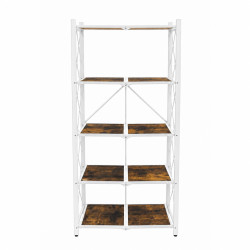Raft de depozitare cu 5 polite, cadru metalic, design industrial, 73 x 34 x 159 cm