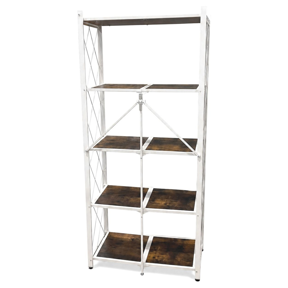 Raft de depozitare cu 5 polite, cadru metalic, design industrial, 73 x 34 x 159 cm Raft de depozitare cu 5 polite, cadru metalic, design industrial, 73 x 34 x 159 cm