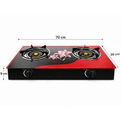 Aragaz plita cu 2 ochiuri, panou sticla, alimentare butelie GPL, 70 x 39 x 9 cm, 6.6 Kg Aragaz plita cu 2 ochiuri, panou sticla, alimentare butelie GPL, 70 x 39 x 9 cm, 6.6 Kg