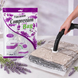 Sac pentru vidat haine, pilote, lenjerii, cu miros de lavanda, dimensiune 60 x 80 cm