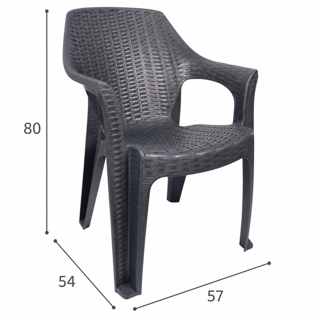  Scaun de gradina, dimensiuni 57 x 54 x 80 cm, plastic, gri