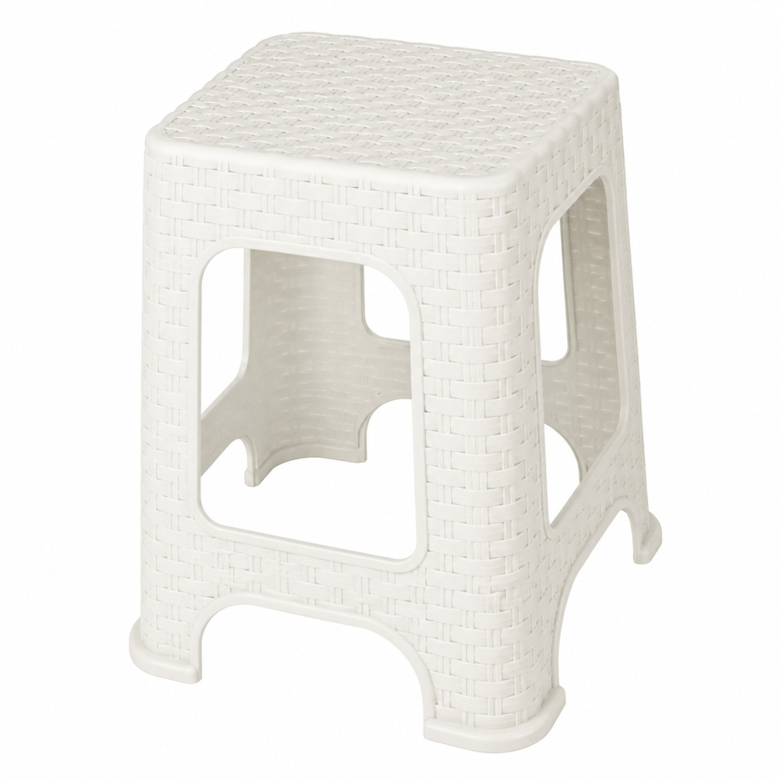 Taburet plastic, tip ratan, 38 x 38 x 45 cm