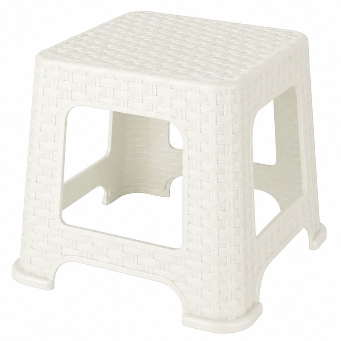 Mini taburet plastic, tip ratan, 34 x 34 x 34 cm