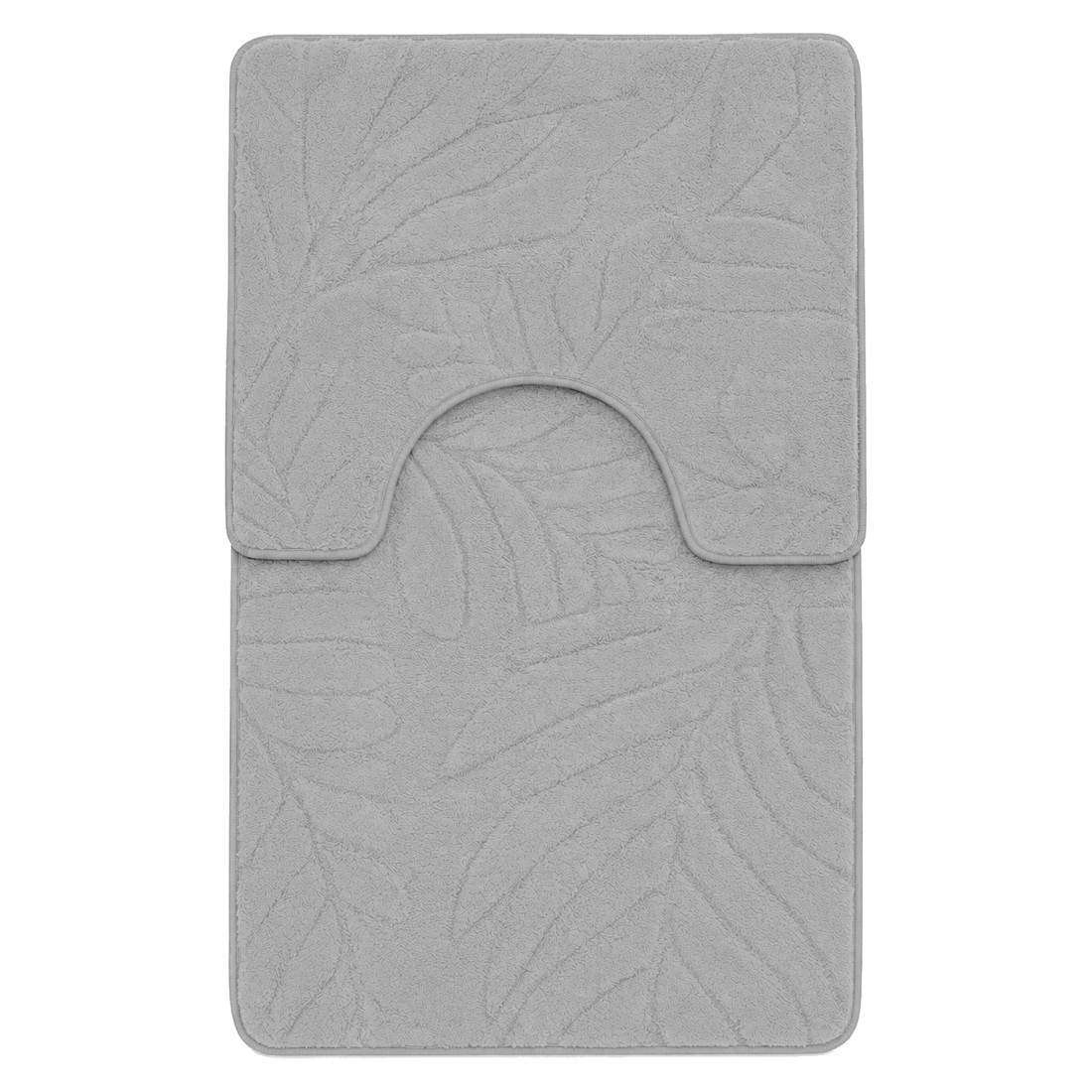 Set 2 covorase de baie pufoase din microfibra, antiderapante, 50 x 80 cm + 50 x 40 cm, model frunze, gri Set 2 covorase de baie pufoase din microfibra, antiderapante, 50 x 80 cm + 50 x 40 cm, model frunze, gri