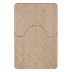 Set 2 covorase de baie pufoase din microfibra, antiderapante, 50 x 80 cm + 50 x 40 cm, model valuri, bej Set 2 covorase de baie pufoase din microfibra, antiderapante, 50 x 80 cm + 50 x 40 cm, model valuri, bej