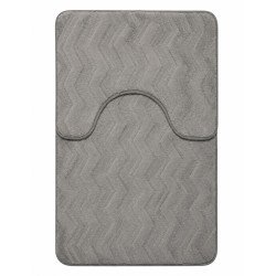 Set 2 covorase de baie pufoase din microfibra, antiderapante, 50 x 80 cm + 50 x 40 cm, model valuri, gri Set 2 covorase de baie pufoase din microfibra, antiderapante, 50 x 80 cm + 50 x 40 cm, model valuri, gri