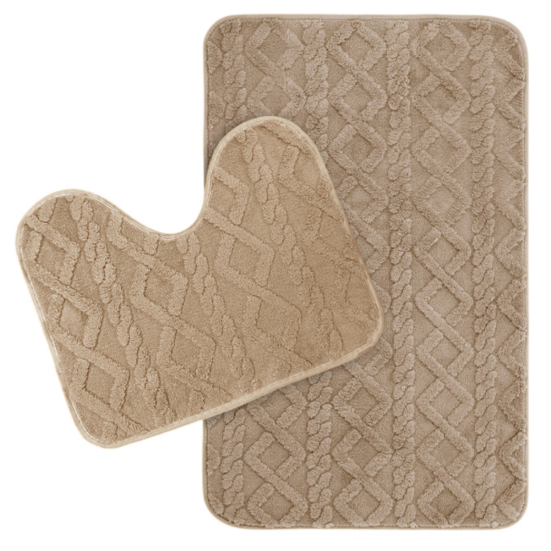 Set 2 covorase baie, model impletit, 80 x 50 cm, 40 x 50 cm, bej Set 2 covorase baie, model impletit, 80 x 50 cm, 40 x 50 cm, bej