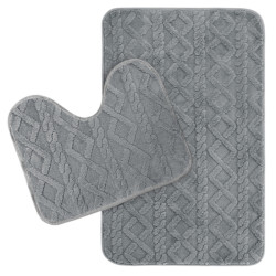 Set 2 covorase baie, model impletit, 80 x 50 cm, 40 x 50 cm, gri Set 2 covorase baie, model impletit, 80 x 50 cm, 40 x 50 cm, gri