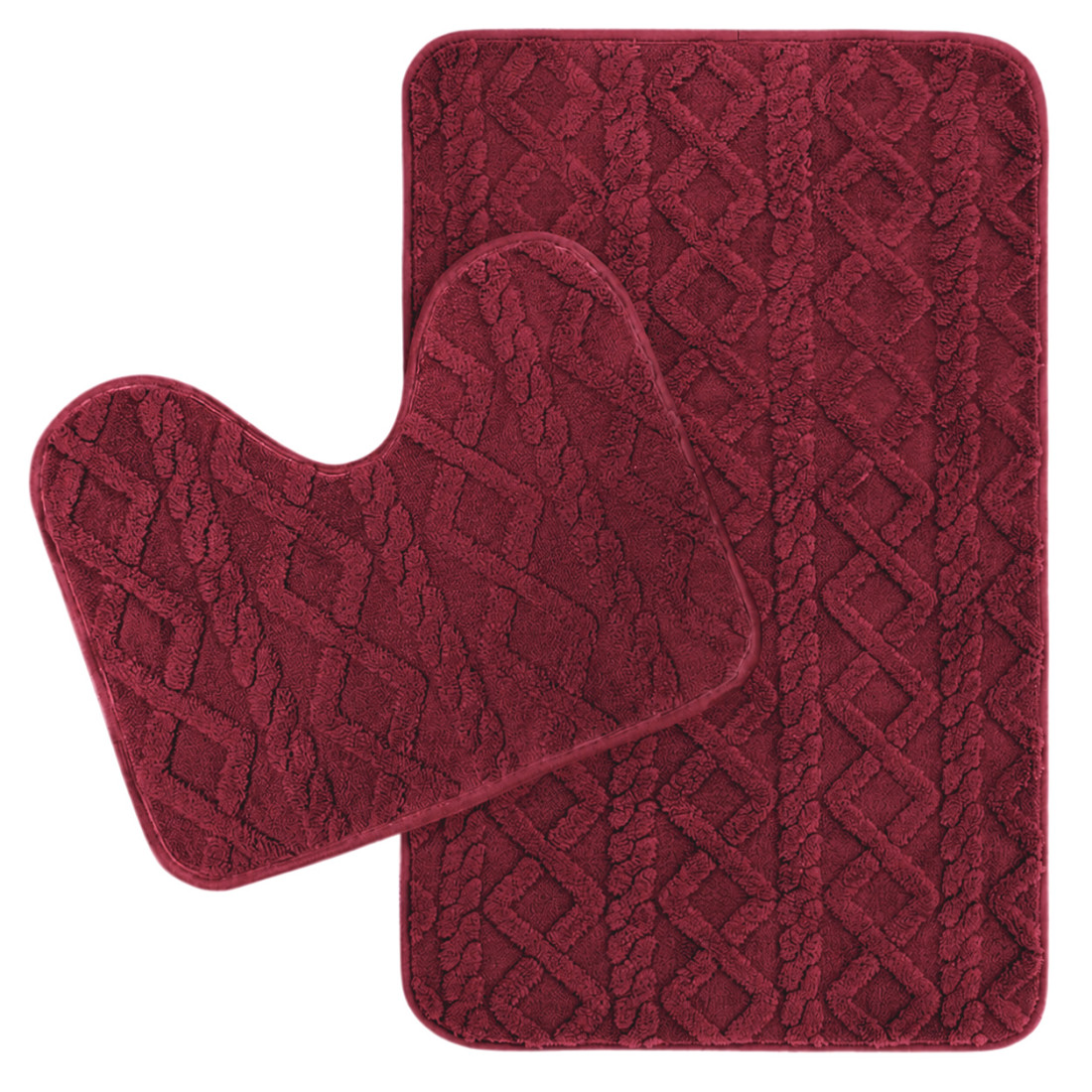 Set 2 covorase baie, model impletit, 80 x 50 cm, 40 x 50 cm, maganta