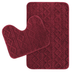 Set 2 covorase baie, model impletit, 80 x 50 cm, 40 x 50 cm, maganta Set 2 covorase baie, model impletit, 80 x 50 cm, 40 x 50 cm, maganta