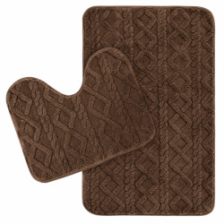 Set 2 covorase baie, model impletit, 80 x 50 cm, 40 x 50 cm, maro Set 2 covorase baie, model impletit, 80 x 50 cm, 40 x 50 cm, maro