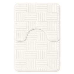 Set 2 covorase de baie pufoase din microfibra, antiderapante, 50 x 80 cm + 50 x 40 cm, model in dungi, alb Set 2 covorase de baie pufoase din microfibra, antiderapante, 50 x 80 cm + 50 x 40 cm, model in dungi, alb