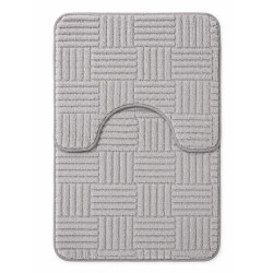 Set 2 covorase de baie pufoase din microfibra, antiderapante, 50 x 80 cm + 50 x 40 cm, model in dungi, gri Set 2 covorase de baie pufoase din microfibra, antiderapante, 50 x 80 cm + 50 x 40 cm, model in dungi, gri