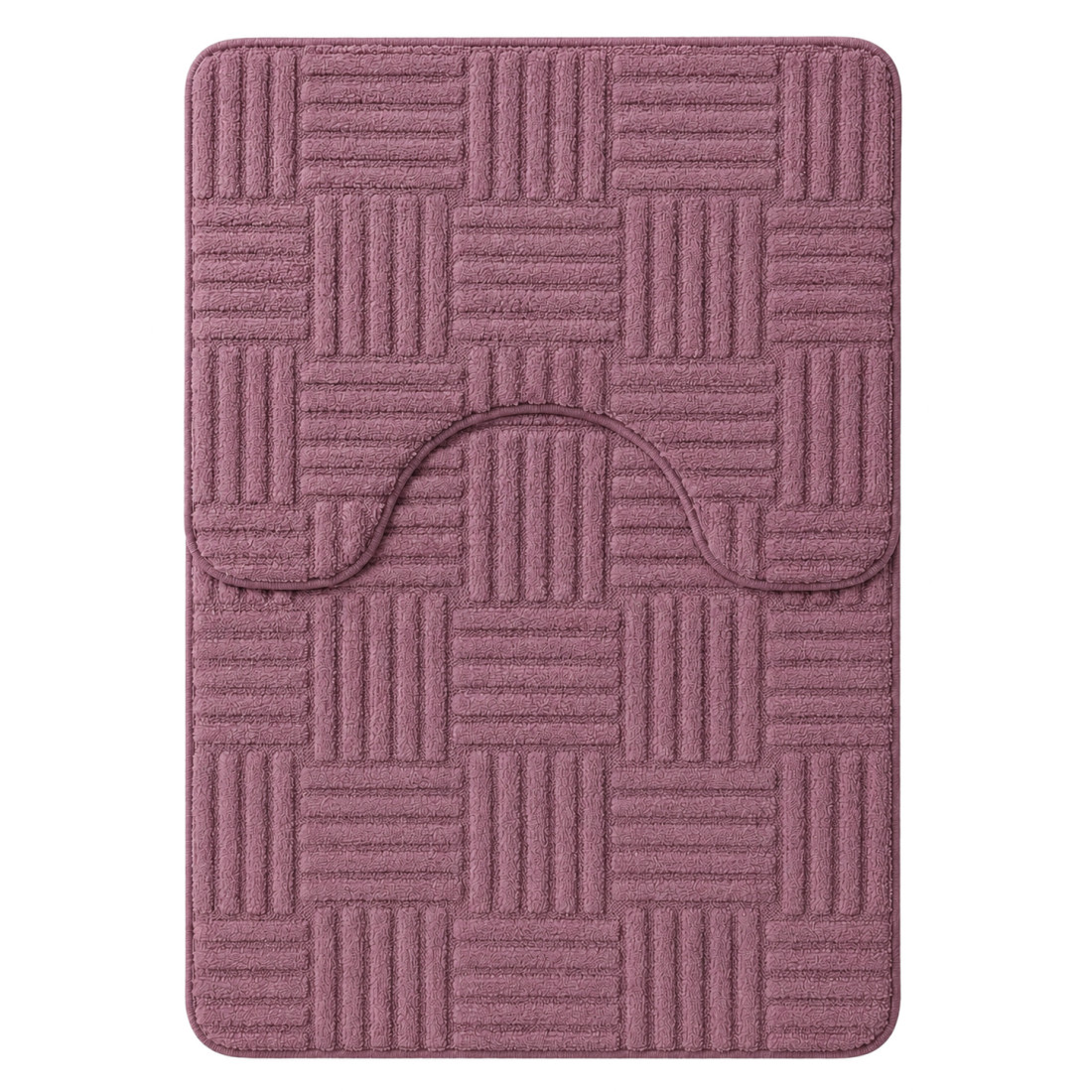 Set 2 covorase de baie pufoase din microfibra, antiderapante, 50 x 80 cm + 50 x 40 cm, model in dungi, roz Set 2 covorase de baie pufoase din microfibra, antiderapante, 50 x 80 cm + 50 x 40 cm, model in dungi, roz