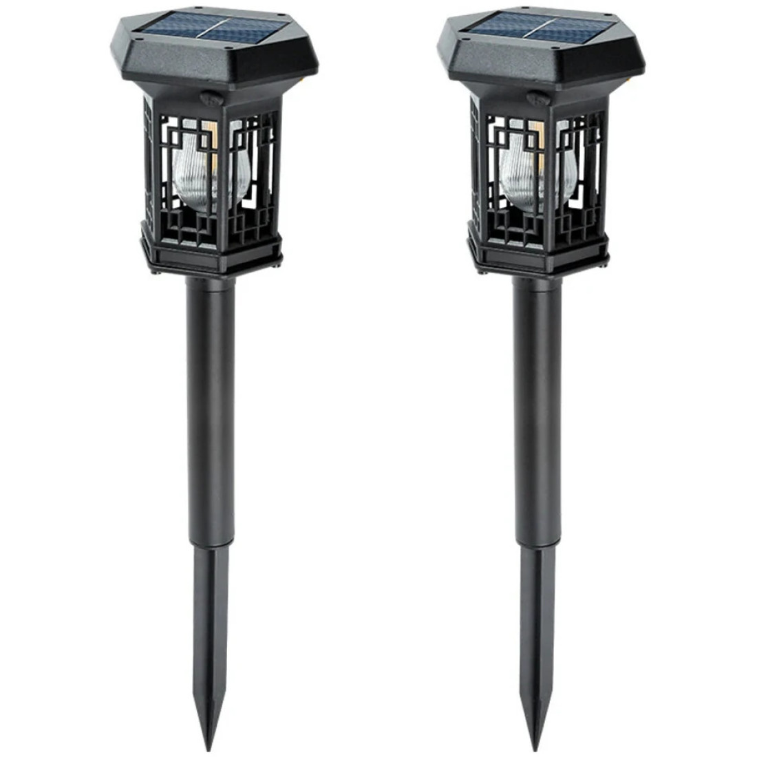 Set 2 lampi solare pentru gradina, lumina calda, panou solar, IP65, pornire/oprire automata, negre Set 2 lampi solare pentru gradina, lumina calda, panou solar, IP65, pornire/oprire automata, negre