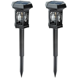 Set 2 lampi solare pentru gradina, lumina calda, panou solar, IP65, pornire/oprire automata, negre