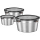 Set 3 caserole din inox cu capac si sistem de inchidere, 350 ml + 600ml + 1000ml, pentru pastrarea alimentelor Set 3 caserole din inox cu capac si sistem de inchidere, 350 ml + 600ml + 1000ml, pentru pastrarea alimentelor