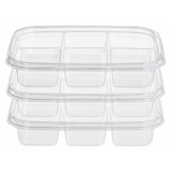 Set 3 caserole din plastic cu capac, 6 compartimente, pentru organizare si depozitare, 27 x 17 x 5.5 cm