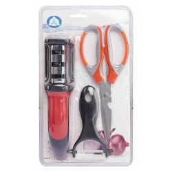 Set multifunctional 3 in 1 - Ascutitor cutite, Curatator legume si Foarfeca