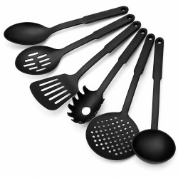 Set ustensile de bucatarie din nylon, 6 piese, negru