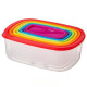 Set 7 caserole dreptunghiulare din plastic cu capace multicolore, 120ml+250ml+450ml+800ml+1250ml+2100ml+3400ml Set 7 caserole dreptunghiulare din plastic cu capace multicolore, 120ml+250ml+450ml+800ml+1250ml+2100ml+3400ml