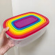 Set 7 caserole dreptunghiulare din plastic cu capace multicolore, 120ml+250ml+450ml+800ml+1250ml+2100ml+3400ml Set 7 caserole dreptunghiulare din plastic cu capace multicolore, 120ml+250ml+450ml+800ml+1250ml+2100ml+3400ml
