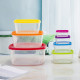 Set 7 caserole patrate din plastic cu capace multicolore, 100ml+180ml+350ml+700ml+1250ml+2100ml+3500ml Set 7 caserole patrate din plastic cu capace multicolore, 100ml+180ml+350ml+700ml+1250ml+2100ml+3500ml