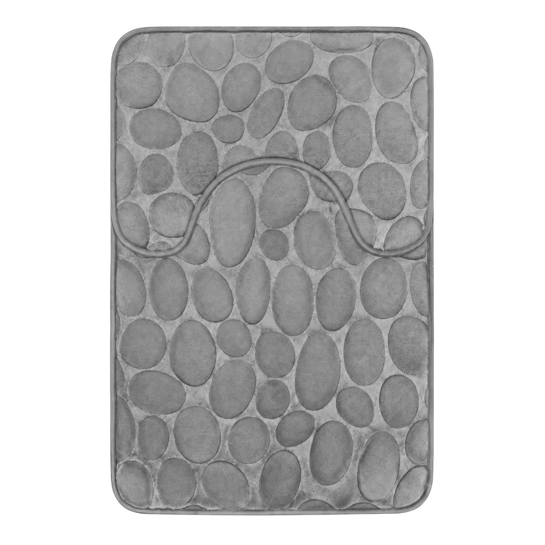 Set 2 covorase de baie pufoase din microfibra, model piatra in relief, antiderapante, 50 x 80 cm + 50 x 40 cm, gri Set 2 covorase de baie pufoase din microfibra, model piatra in relief, antiderapante, 50 x 80 cm + 50 x 40 cm, gri