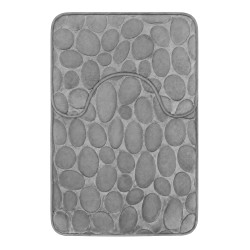 Set 2 covorase de baie pufoase din microfibra, model piatra in relief, antiderapante, 50 x 80 cm + 50 x 40 cm, gri Set 2 covorase de baie pufoase din microfibra, model piatra in relief, antiderapante, 50 x 80 cm + 50 x 40 cm, gri