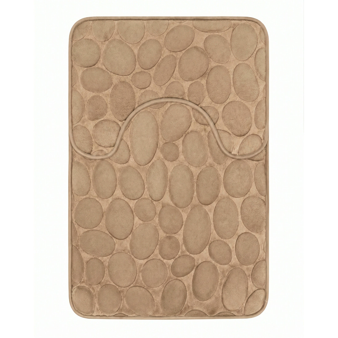 Set 2 covorase de baie pufoase din microfibra, model piatra in relief, antiderapante, 50 x 80 cm + 50 x 40 cm, maro deschis Set 2 covorase de baie pufoase din microfibra, model piatra in relief, antiderapante, 50 x 80 cm + 50 x 40 cm, maro deschis