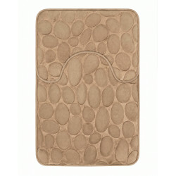 Set 2 covorase de baie pufoase din microfibra, model piatra in relief, antiderapante, 50 x 80 cm + 50 x 40 cm, maro deschis Set 2 covorase de baie pufoase din microfibra, model piatra in relief, antiderapante, 50 x 80 cm + 50 x 40 cm, maro deschis