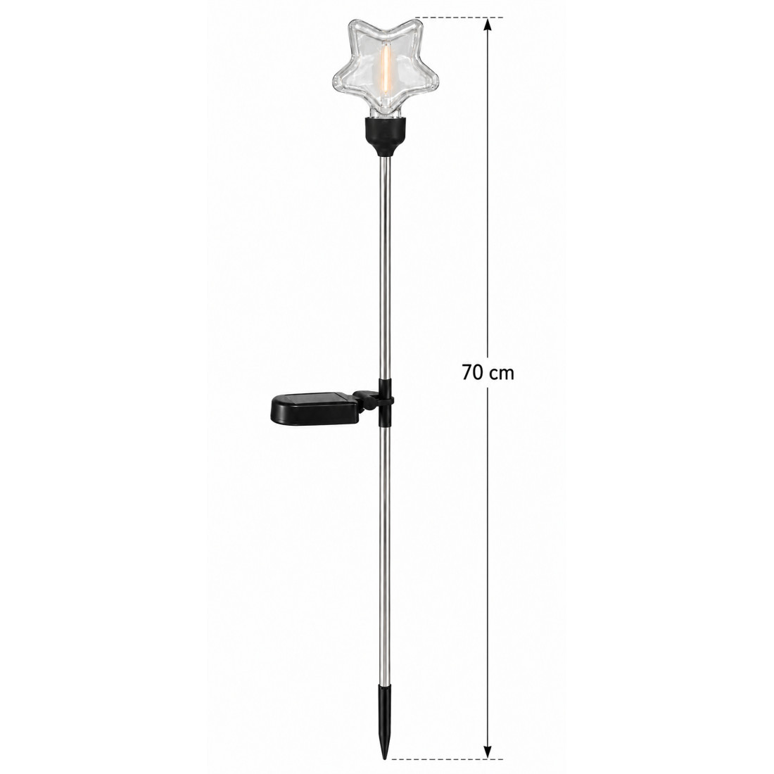 Set 2 lampi solare decorative pentru gradina, design bagheta magica cu stea, LED lumina calda, inaltime 70 cm, rezistente la intemperii Set 2 lampi solare decorative pentru gradina, design bagheta magica cu stea, LED lumina calda, inaltime 70 cm, rezistente la intemperii