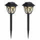 Set 2 lampi solare LED, lumina calda, rezistente la Intemperii, autonomie 8-10 ore, baterie reincarcabila, negru Set 2 lampi solare LED, lumina calda, rezistente la Intemperii, autonomie 8-10 ore, baterie reincarcabila, negru