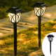 Set 2 lampi solare LED, lumina calda, rezistente la Intemperii, autonomie 8-10 ore, baterie reincarcabila, negru Set 2 lampi solare LED, lumina calda, rezistente la Intemperii, autonomie 8-10 ore, baterie reincarcabila, negru