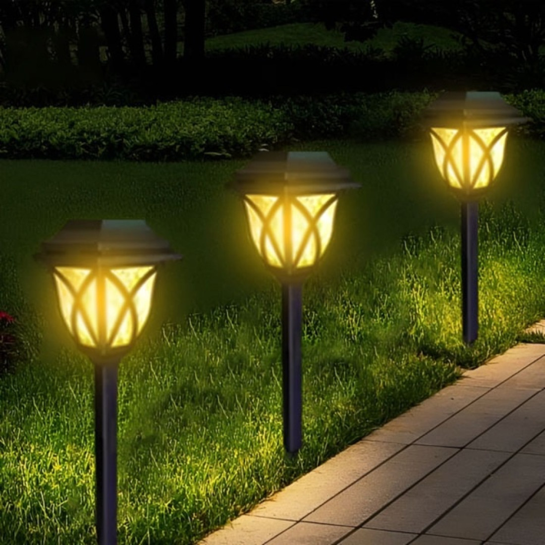 Set 2 lampi solare LED, lumina calda, rezistente la Intemperii, autonomie 8-10 ore, baterie reincarcabila, negru Set 2 lampi solare LED, lumina calda, rezistente la Intemperii, autonomie 8-10 ore, baterie reincarcabila, negru