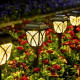 Set 2 lampi solare LED, lumina calda, rezistente la Intemperii, autonomie 8-10 ore, baterie reincarcabila, negru Set 2 lampi solare LED, lumina calda, rezistente la Intemperii, autonomie 8-10 ore, baterie reincarcabila, negru