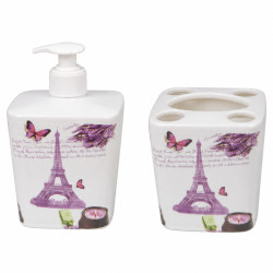 Set pentru baie, dispenser sapun + suport periute Set pentru baie, dispenser sapun + suport periute