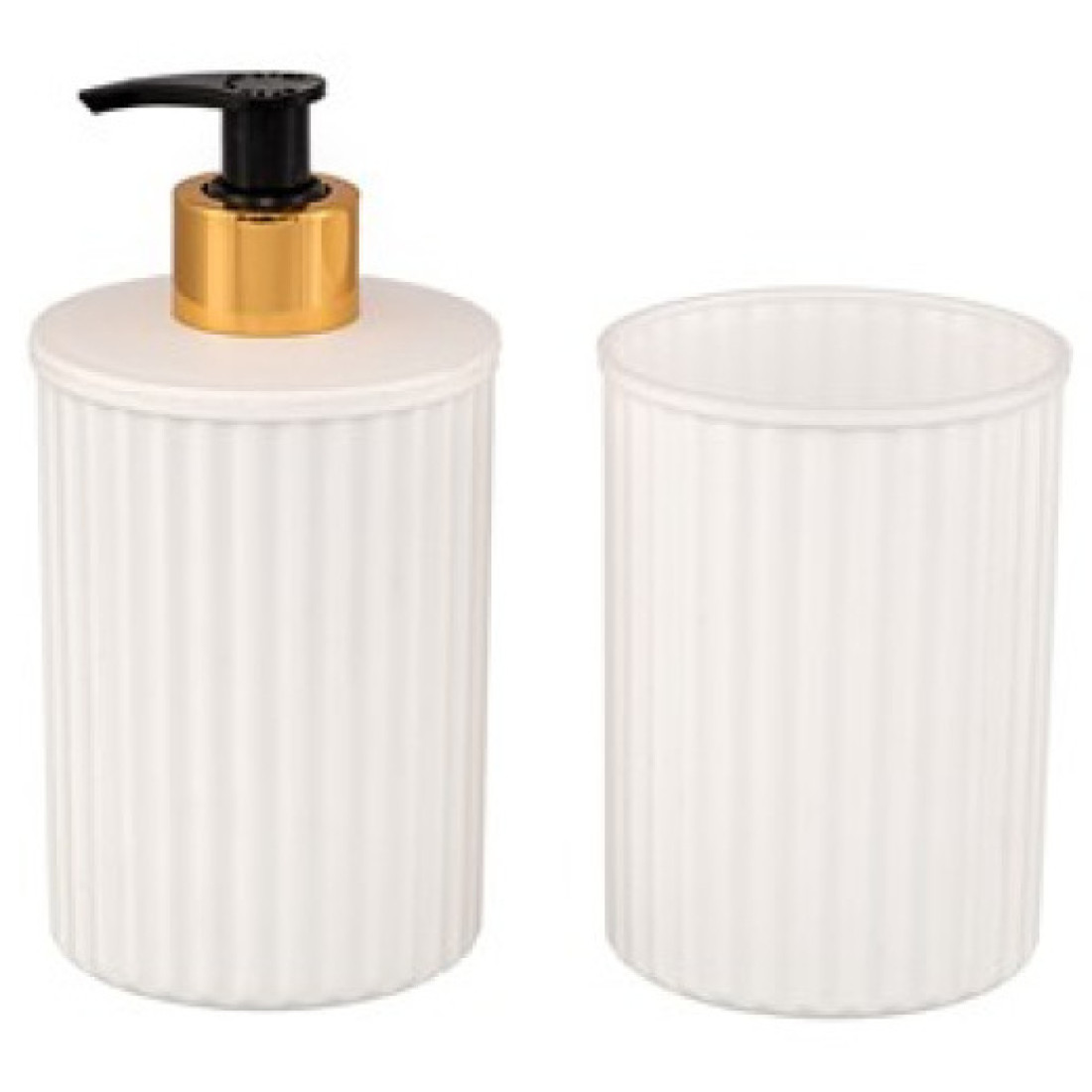 Set elegant pentru baie, dispenser sapun + suport periute, alb