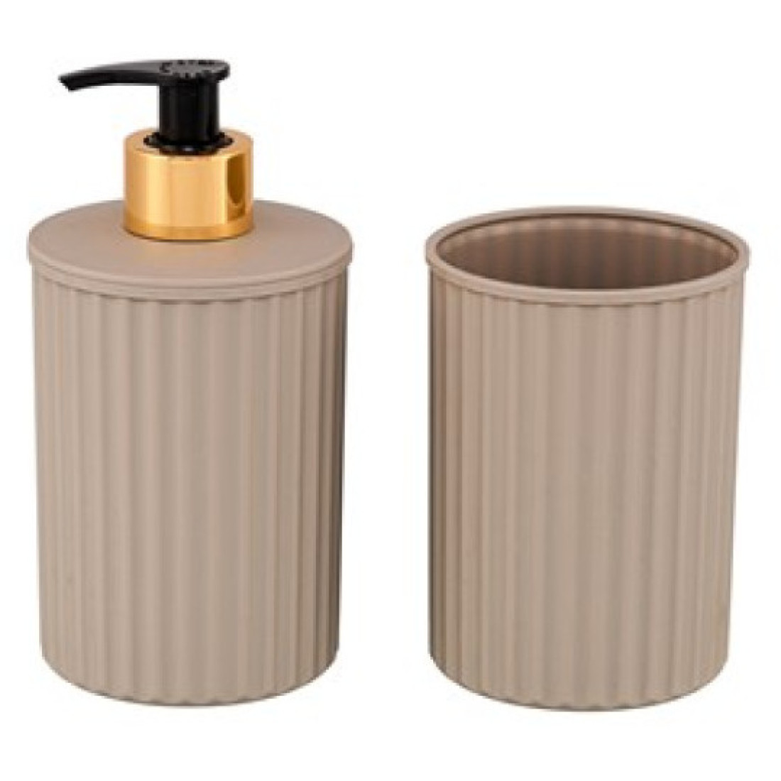 Set elegant pentru baie, dispenser sapun + suport periute, bej
