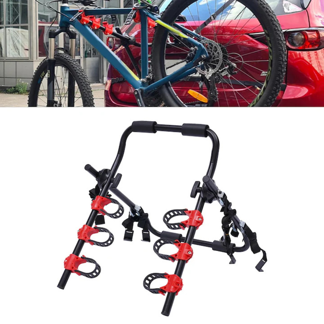 Suport auto pentru transport bicicleta, montaj rapid prin curele, universal Suport auto pentru transport bicicleta, montaj rapid prin curele, universal