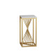 Suport decorativ auriu din metal cu blat alb, design geometric modern, 30 x 30 x 60 cm Suport decorativ auriu din metal cu blat alb, design geometric modern, 30 x 30 x 60 cm