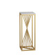 Suport decorativ auriu din metal cu blat alb, design geometric modern, 30 x 30 x 80 cm