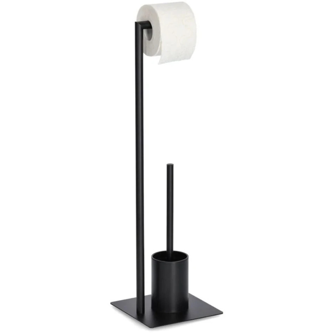 Suport multifunctional pentru hartie igienica si perie WC, negru, design modern, 24 x 64 cm Suport multifunctional pentru hartie igienica si perie WC, negru, design modern, 24 x 64 cm