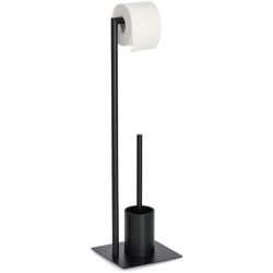 Suport multifunctional pentru hartie igienica si perie WC, negru, design modern, 24 x 64 cm